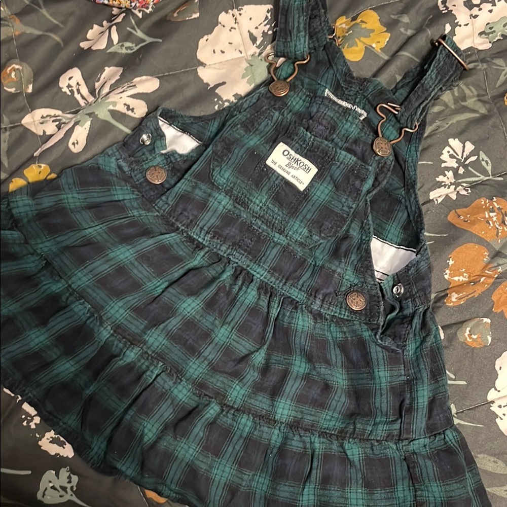 OshKosh B'gosh Teal Plaid Kids Overall Skirt